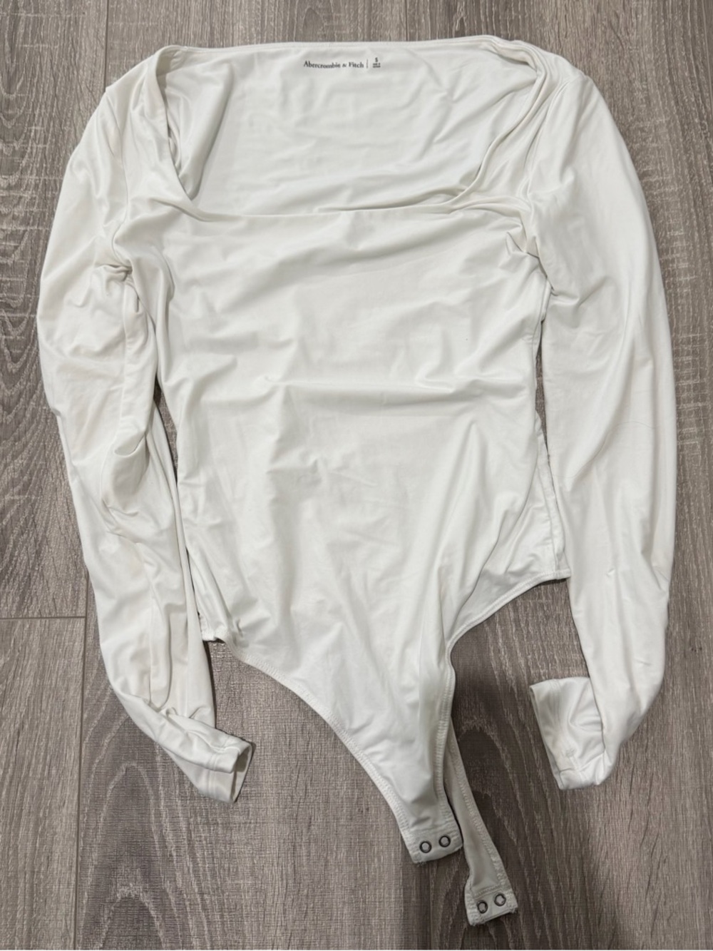 Abercrombie & Fitch White Square Neck Long Sleeve Bodysuit